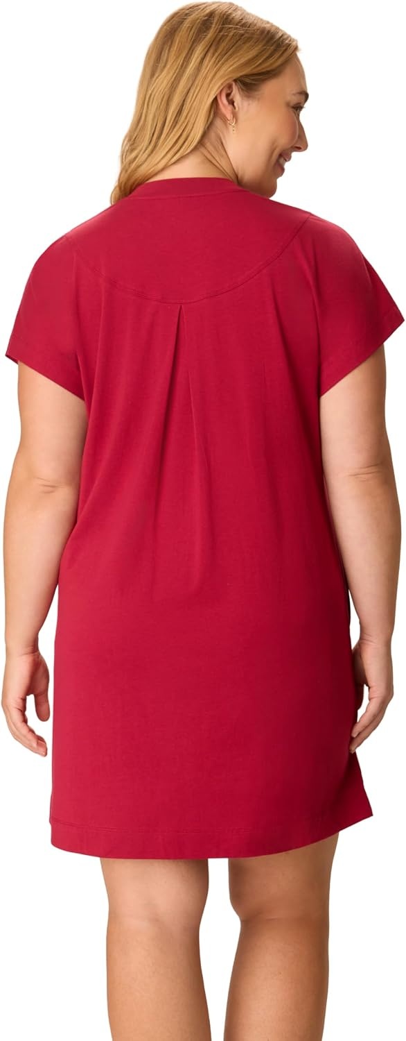 image:imagePLAYTEX Womens Cottonstretch Nightgown Cottonstretch Sleep Shirt for Women Moisturewicking LoungewearGlory Red