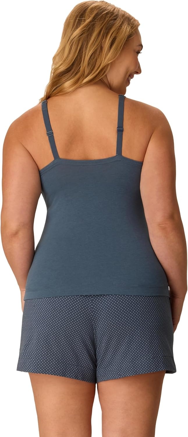 image:imagePLAYTEX Womens Pajamas Set Cami amp Sleep Shorts Set for Women Moisturewicking Loungewear 5Fairly Light Navy