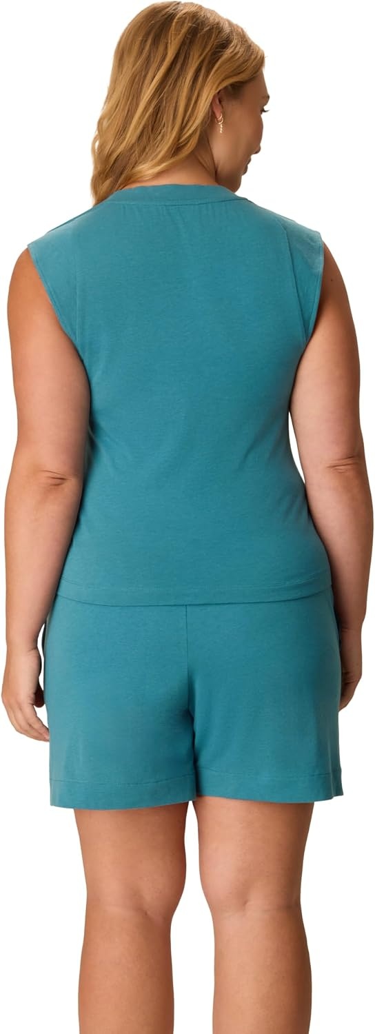 image:imagePLAYTEX Womens Pajamas Set for Women Cottonstretch Tank amp Shorts With Pockets Moisturewicking Loungewear 5Nifty Turquoise