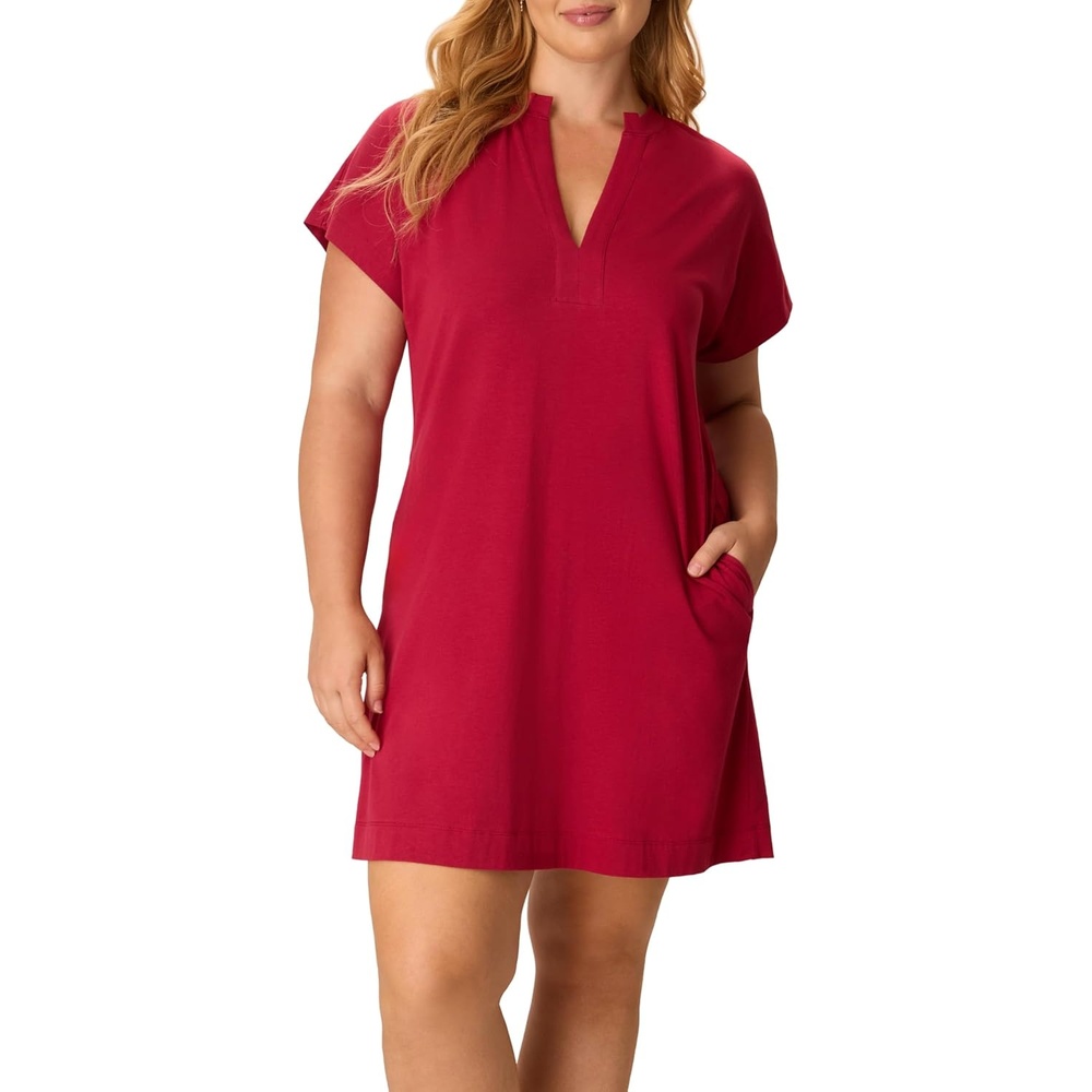 image:imagePLAYTEX Womens Cottonstretch Nightgown Cottonstretch Sleep Shirt for Women Moisturewicking LoungewearGlory Red