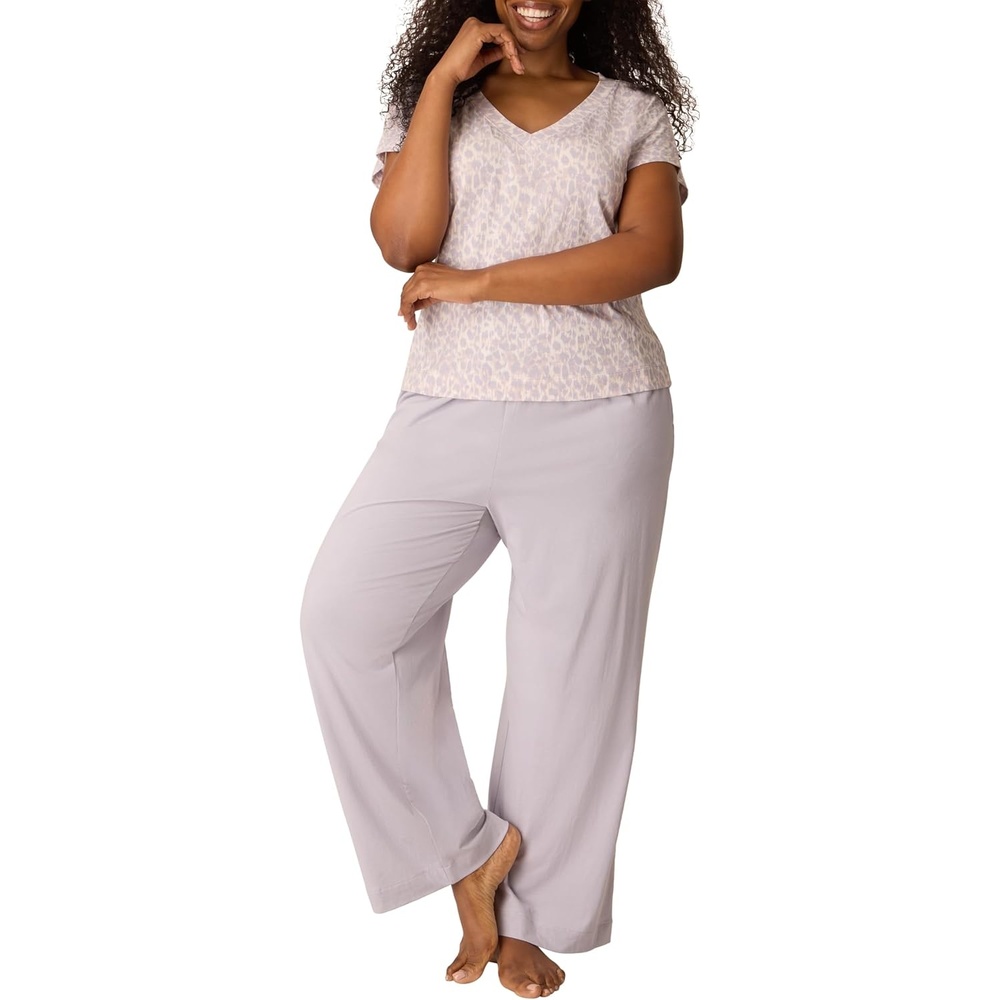image:imagePLAYTEX Womens Pajamas Set for Women  Cottonstretch Sleep Tee amp Pants Set  Moisturewicking Loungewear Pockets 29Soft Whisper Violet